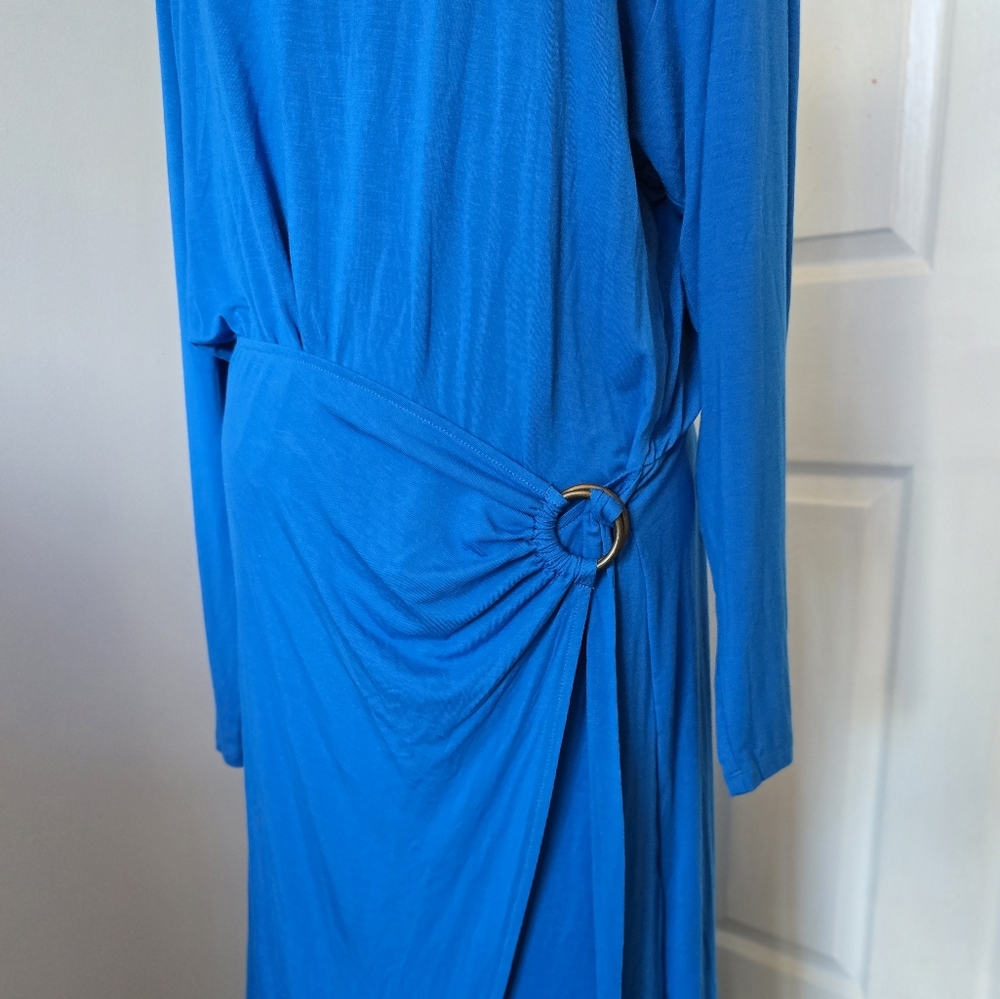 Free People | Large | Blue Long Sleeve Wrap Maxi Dress - Picture 2 of 12